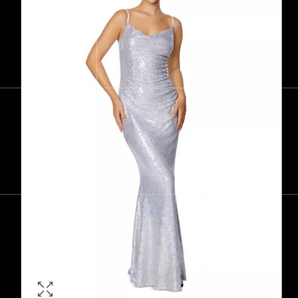 Laundry By Shelli Segal Dresses Silver Sequin Cowl Neck Gown